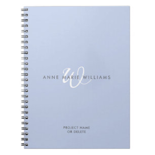 Cuaderno Monograma moderno en azul y blanco