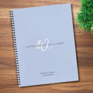 Cuaderno Monograma moderno en azul y blanco