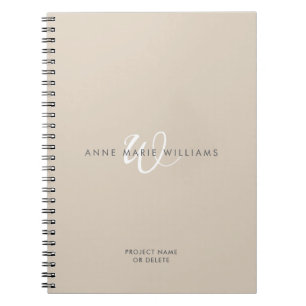 Cuaderno Monograma moderno en blanco y bronceado