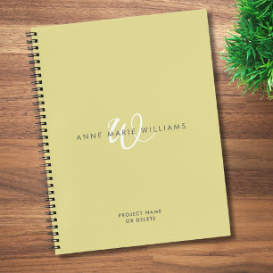 Cuaderno Monograma moderno en escritura blanca Chartreuse