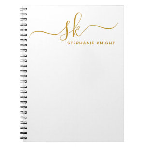 Cuaderno Monograma moderno en oro escritura caligrafía pers