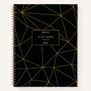 Cuaderno Monograma moderno estilo negro y oro