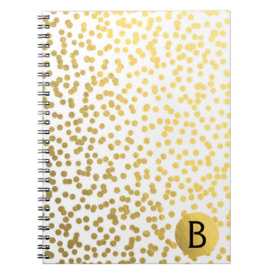 Cuaderno Monograma moderno glamoroso con puntos de confeti 