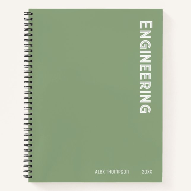 Cuaderno Monograma moderno Ingeniería verde (Anverso)