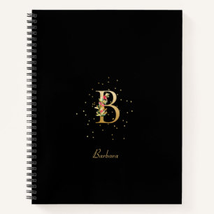 Cuaderno Monograma moderno Letra inicial B Patrón floral