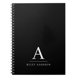 Cuaderno Monograma moderno Minimalista negro y blanco