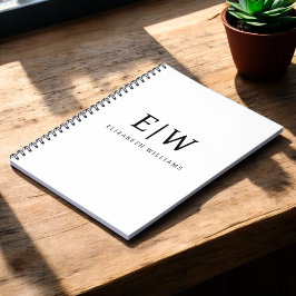 Cuaderno Monograma moderno Minimalista negro y blanco