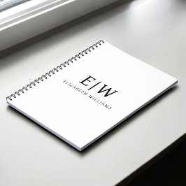 Cuaderno Monograma moderno Minimalista negro y blanco