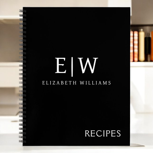 Cuaderno Monograma moderno Minimalista negro y blanco (Subido por el creador)