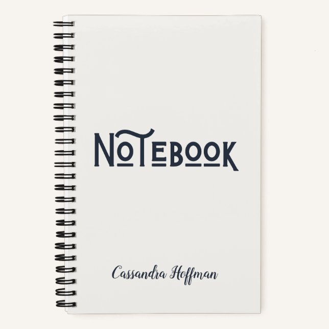 Cuaderno Monograma moderno Minimalista negro y blanco (Anverso)