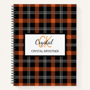Cuaderno Monograma moderno Naranja de caída