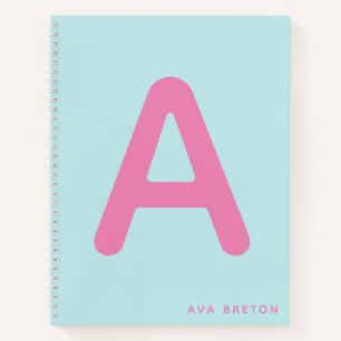 Cuaderno Monograma moderno negrita inicial rosa caliente az