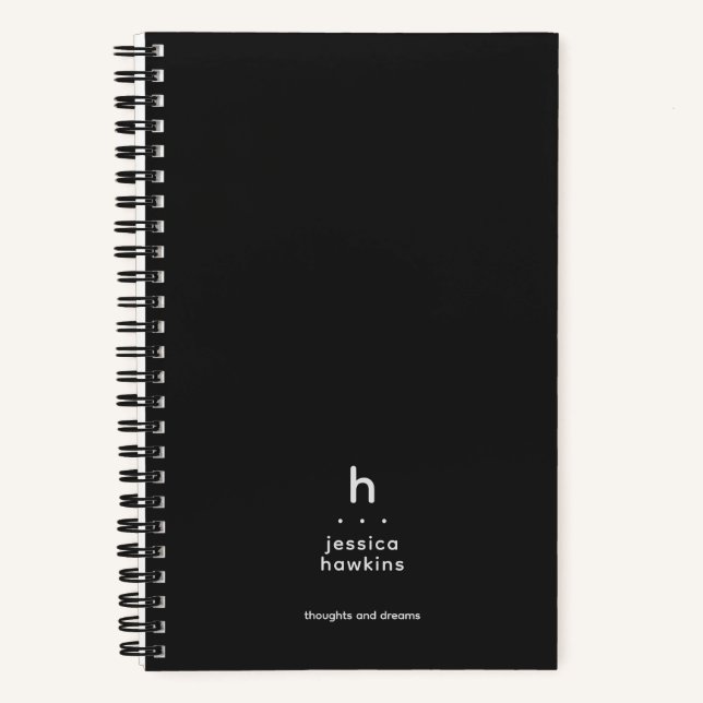 Cuaderno Monograma moderno negro de moda Noir (Anverso)