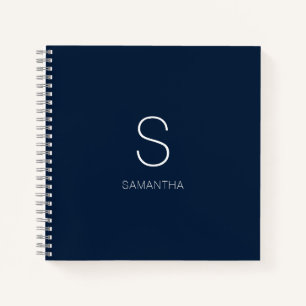 Cuaderno Monograma moderno Nombre mínimo azul