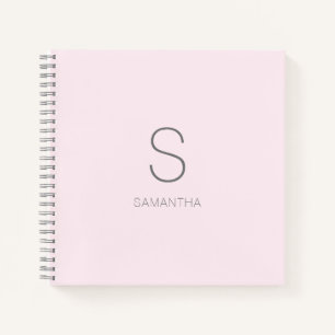 Cuaderno Monograma moderno Nombre mínimo rosado