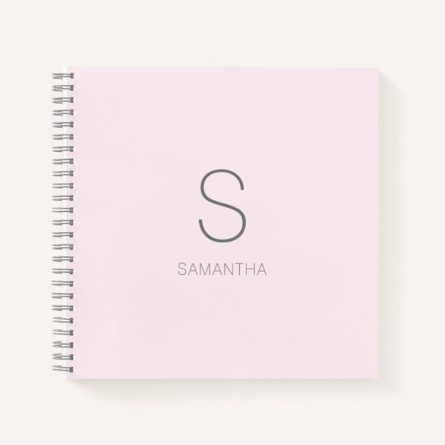 Cuaderno Monograma moderno Nombre mínimo rosado (Anverso)