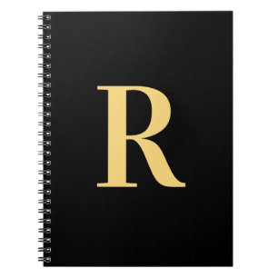 Cuaderno Monograma moderno oro negro mínimo