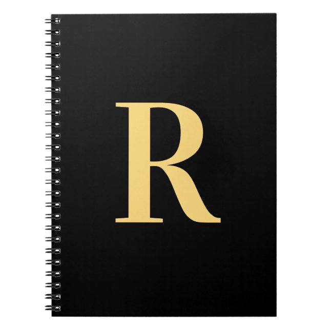 Cuaderno Monograma moderno oro negro mínimo (Frente)