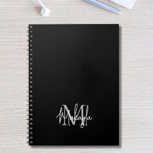 Cuaderno Monograma moderno personalizado negro