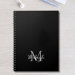Cuaderno Monograma moderno personalizado negro