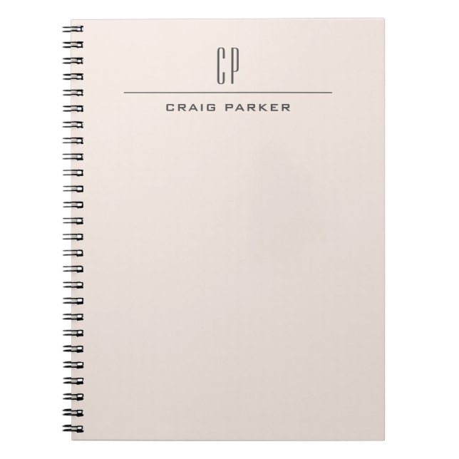 Cuaderno Monograma moderno profesional color pastel liso (Frente)