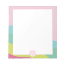 Cuaderno monograma moderno rosa abstracto femenino