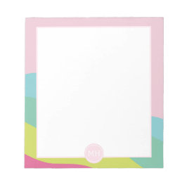 Cuaderno monograma moderno rosa abstracto femenino