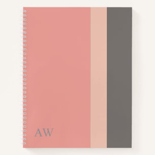 Cuaderno Monograma Moderno Rosa, Arena Rosa y Gris