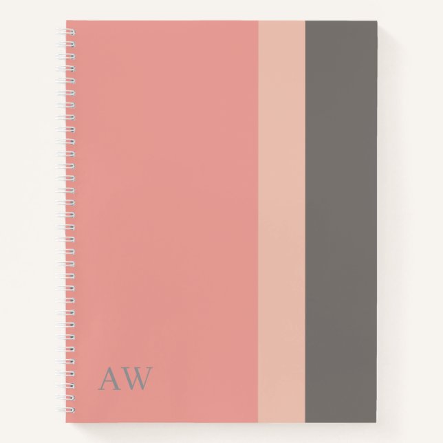 Cuaderno Monograma Moderno Rosa, Arena Rosa y Gris  (Anverso)