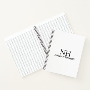 Cuaderno Monograma moderno simple en blanco y negro