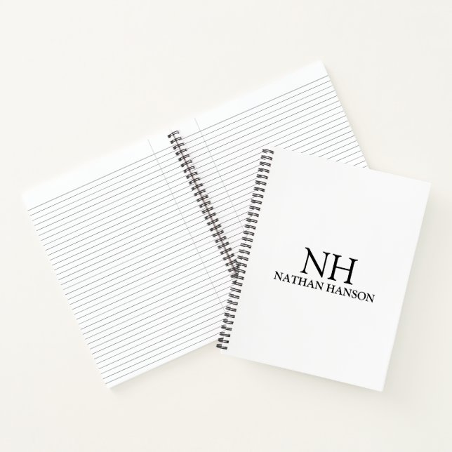 Cuaderno Monograma moderno simple en blanco y negro (Interior)