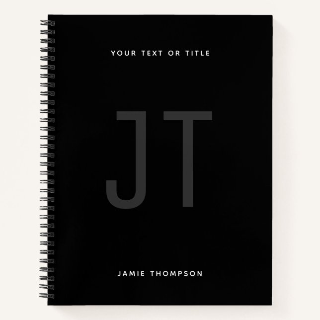 Cuaderno Monograma moderno simple Minimalista negro (Anverso)