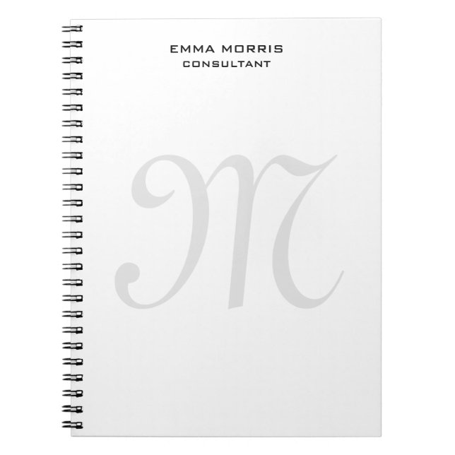 Cuaderno Monograma Moderno Simple Minimalista Plano (Frente)