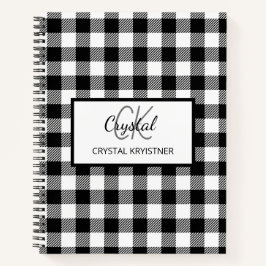 Cuaderno Monograma moderno Tapado blanco y negro
