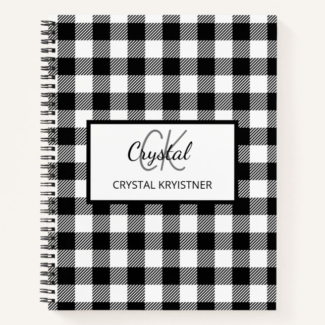 Cuaderno Monograma moderno Tapado blanco y negro (Anverso)
