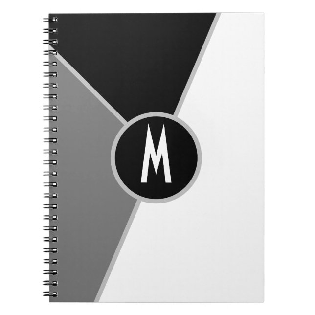 Cuaderno Monograma Monocromo en Bloque de Color Negro y Bla (Frente)