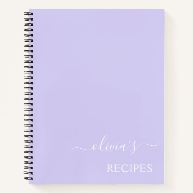 Cuaderno Monograma morado de lavanda de la receta de Cookbo (Anverso)