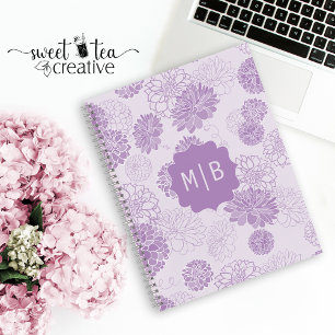 Cuaderno Monograma Morado Elegante Floral