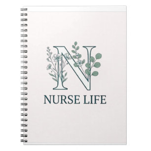 Cuaderno Monograma N de Vida de Enfermera Floral