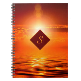Cuaderno Monograma Naranja del atardecer Golden Sky Sea of 