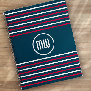 Cuaderno Monograma naumático de franja blanca roja azul