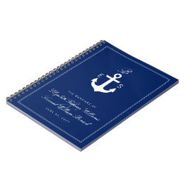 Cuaderno Monograma Nautical Anchor Oscuro Portátil Boda