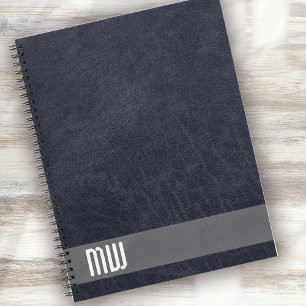 Cuaderno Monograma Negrita Franja Metal Cuero Genial