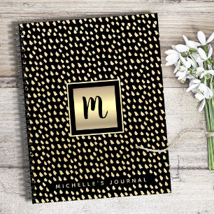 Cuaderno Monograma negro con lámina de oro en negrita letra