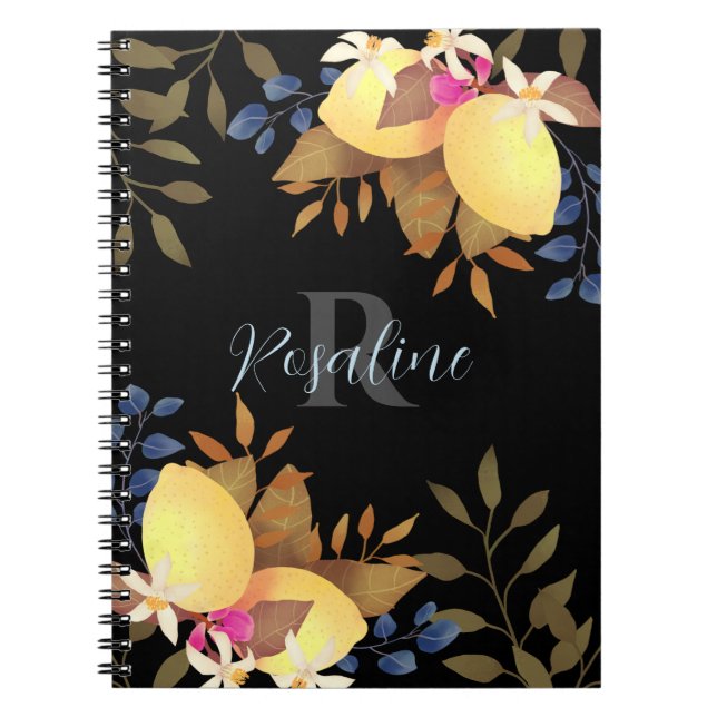 Cuaderno Monograma negro de Moda limón (Frente)