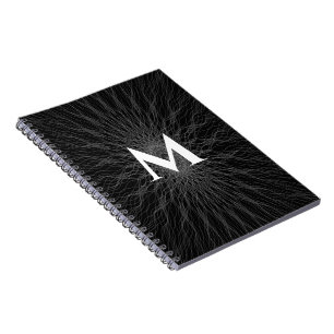 Cuaderno Monograma negro de ondas de cadena gris
