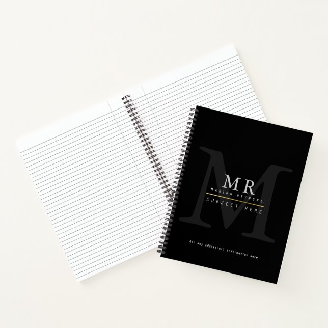 Cuaderno Monograma negro elegante (Interior)