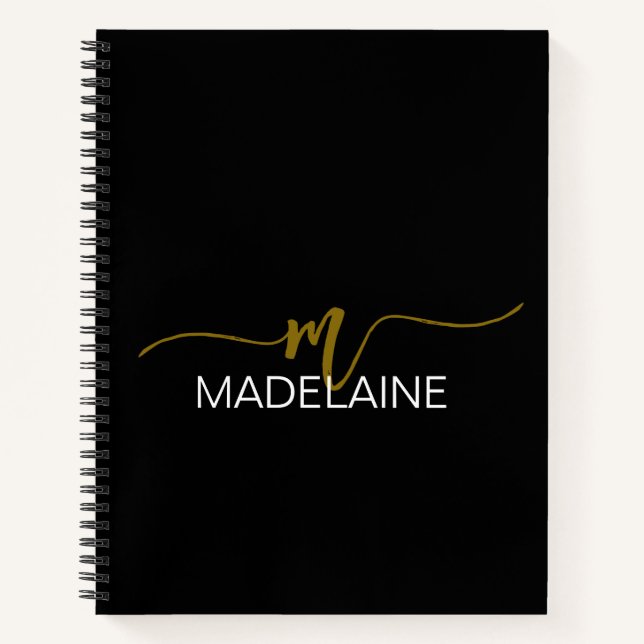 Cuaderno Monograma negro marrón personal (Anverso)