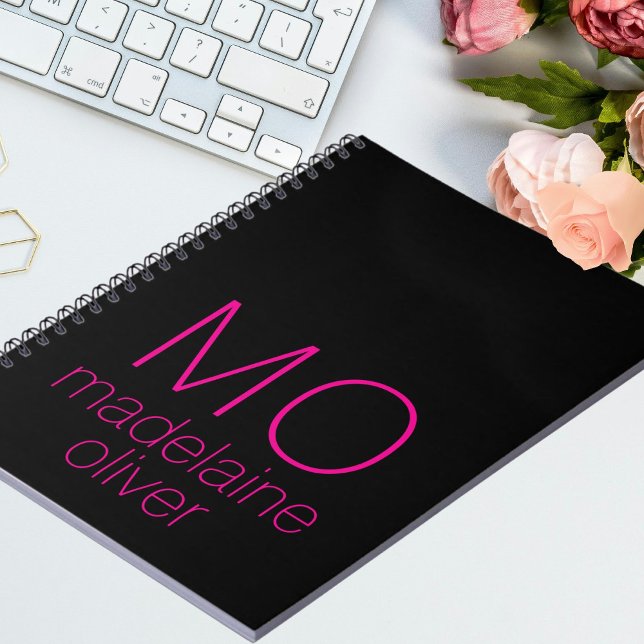 Cuaderno Monograma negro rosa personal (Subido por el creador)