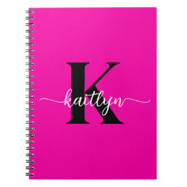 Cuaderno Monograma negro rosado caliente